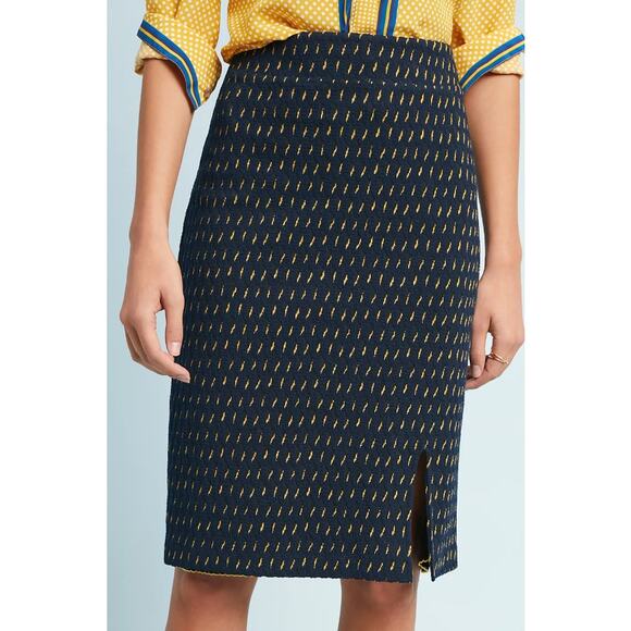 Maeve by Anthropologie Women's Hannon Textured Sweater Pencil Skirt Size 14 Navy - Picture 2 of 6